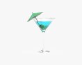 Martini Glass With Olive And Umbrella 3D模型