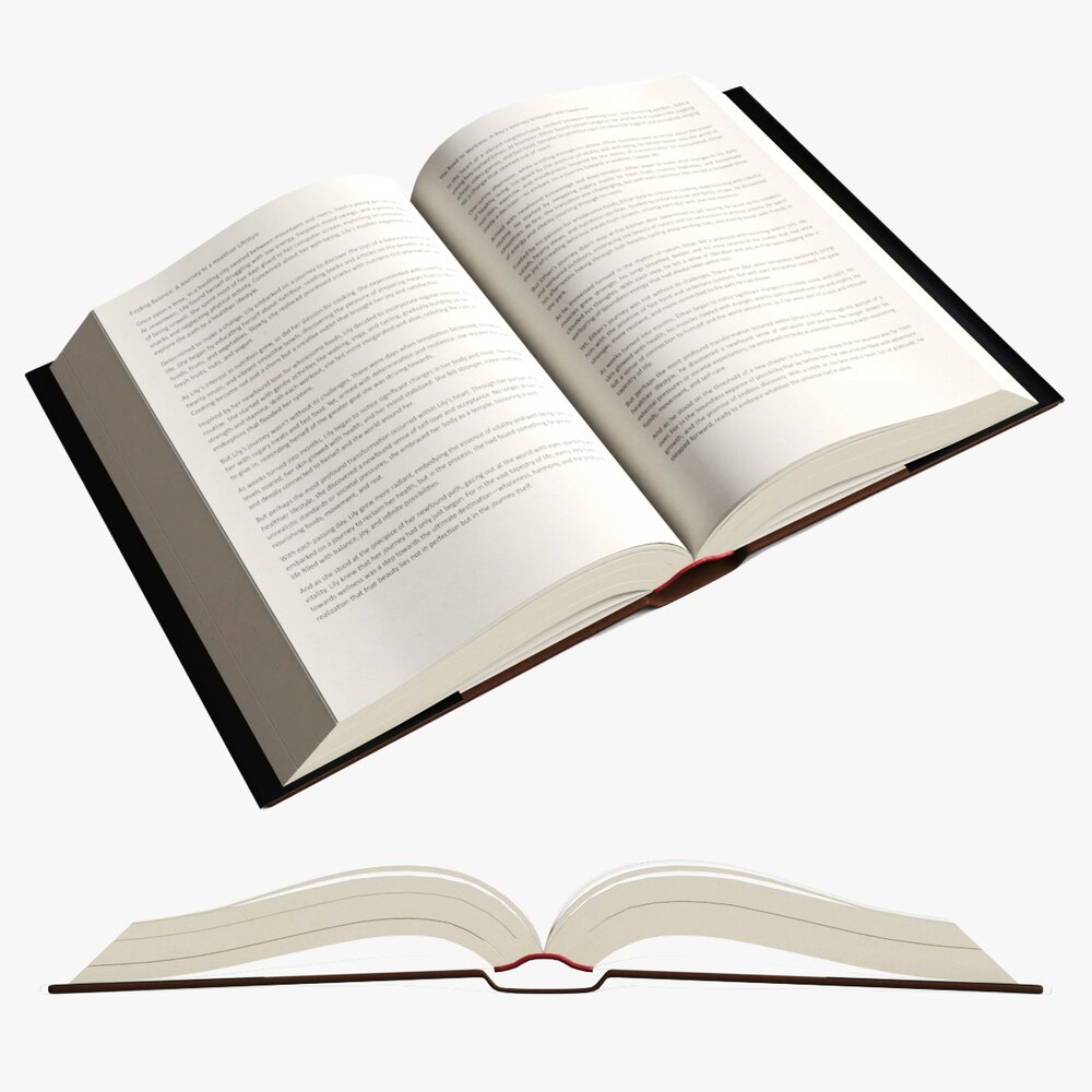 Open Book With Bookjacket And Text 3D-Modell