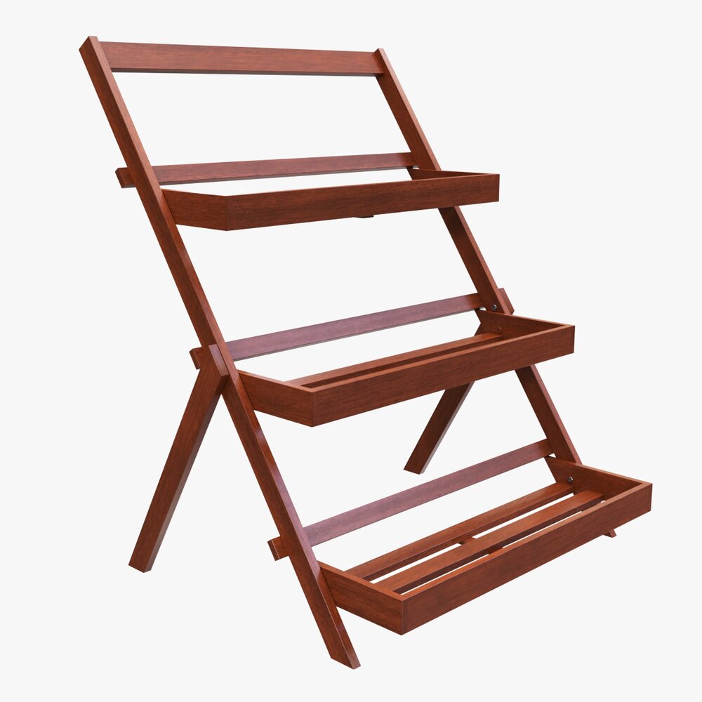 Outdoor And Indoor Folding Wood Shelving 3D model