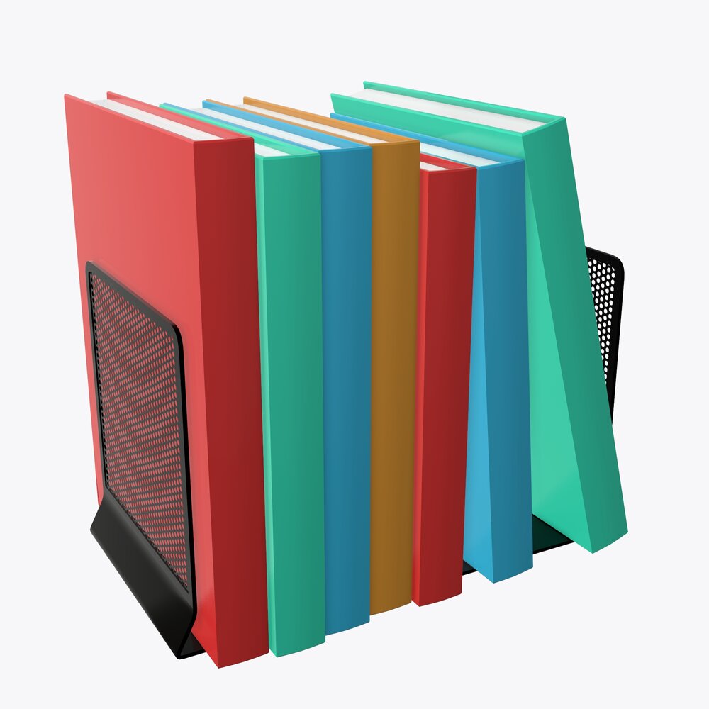 Book Mesh Holder With Books Modèle 3D
