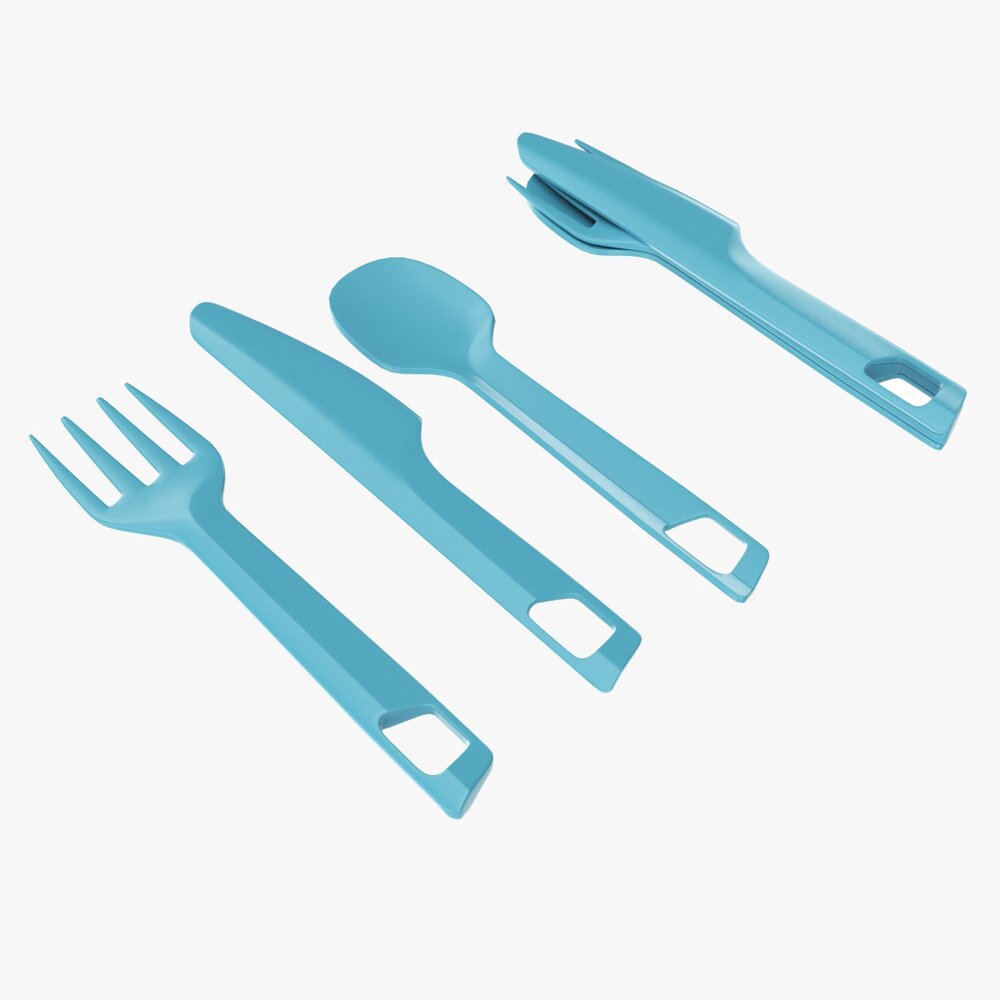 Outdoor Cutlery Set Knife Fork Spoon Modello 3D