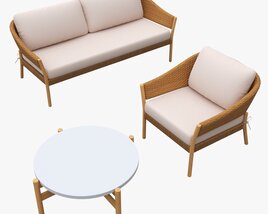 Outdoor Set 2 Seater Sofa Chair Coffee Table 02 Modèle 3D