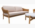 Outdoor Set 2 Seater Sofa Chair Coffee Table 02 3D模型