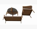 Outdoor Set 2 Seater Sofa Chair Coffee Table 02 3D模型