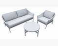 Outdoor Set 2 Seater Sofa Chair Coffee Table 02 3D 모델 