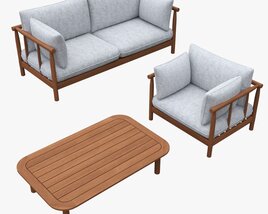Outdoor Set 2 Seater Sofa Chair Coffee Table 03 Modelo 3d