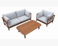 Outdoor Set 2 Seater Sofa Chair Coffee Table 03 3d model