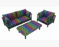 Outdoor Set 2 Seater Sofa Chair Coffee Table 03 3D 모델 