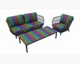 Outdoor Set 3 Seater Sofa Chair Coffee Table 01 3d model