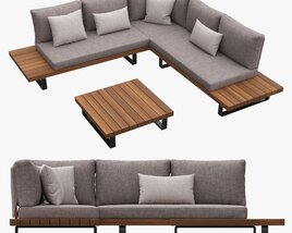 Outdoor Set 5 Seater Corner Sofa Coffee Table Modello 3D