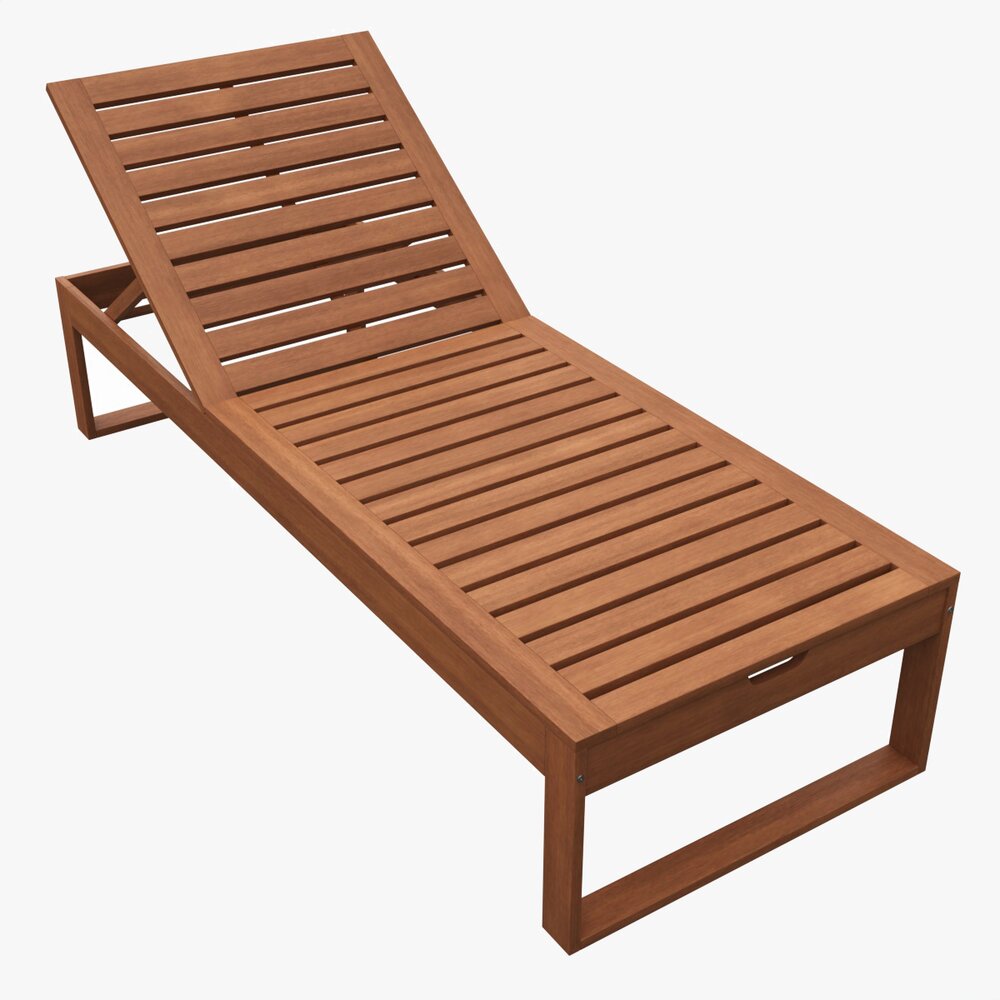 Outdoor Wood Sun Lounger 01 3D 모델 