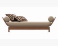 Outdoor Wood Sun Lounger With Cushions 01 3Dモデル