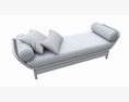 Outdoor Wood Sun Lounger With Cushions 01 3D 모델 