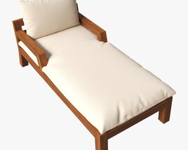 Outdoor Wood Sun Lounger With Cushions 02 3D model