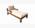Outdoor Wood Sun Lounger With Cushions 02 3D模型