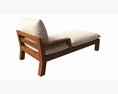 Outdoor Wood Sun Lounger With Cushions 02 3D-Modell