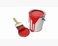 Paint Bucket Opened With Brush 01 Modello 3D