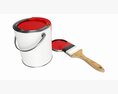 Paint Bucket Opened With Brush 01 3D-Modell