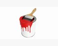 Paint Bucket Opened With Brush 02 Modèle 3d