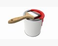Paint Bucket Opened With Brush 02 3d model