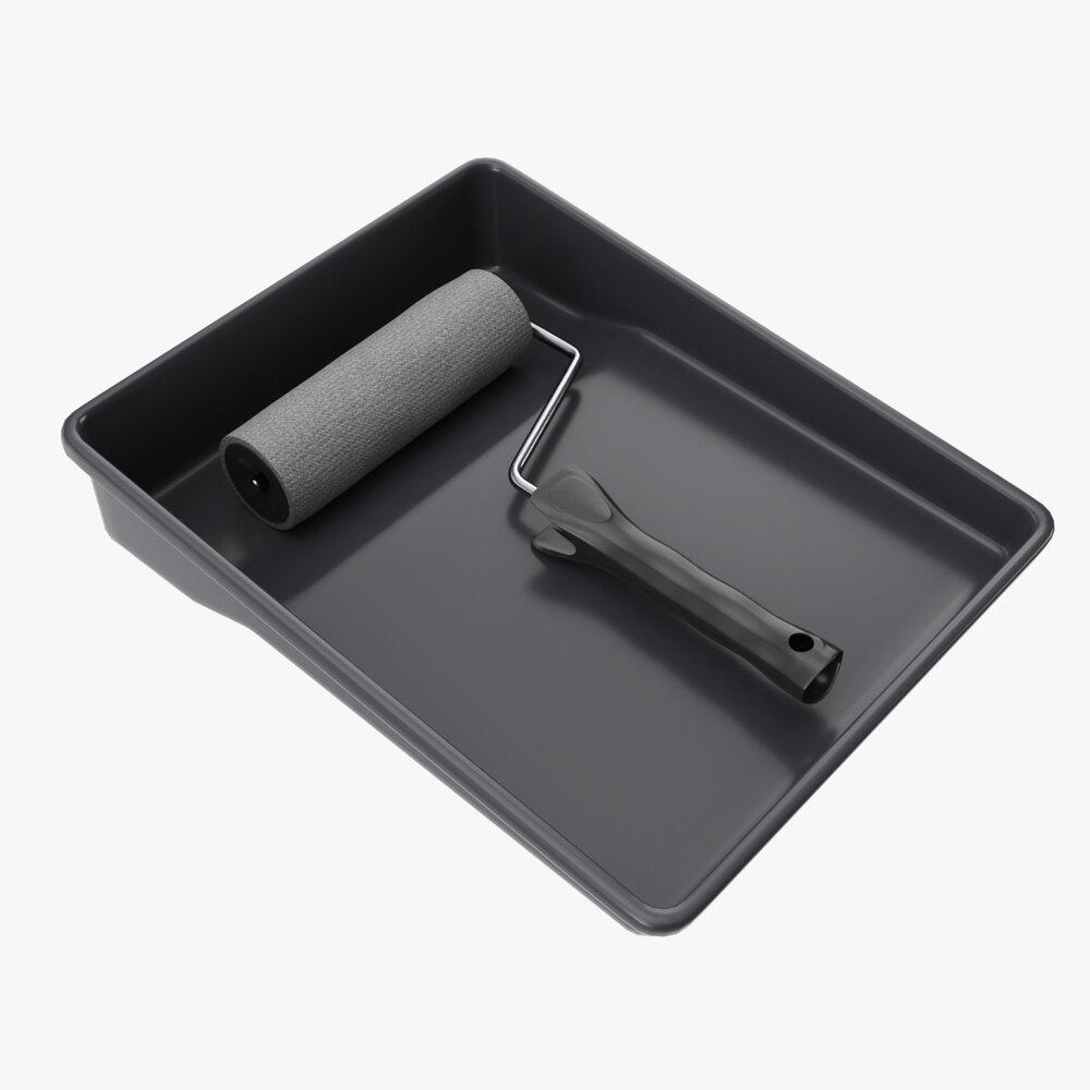 Paint Roller With Tray 01 3D model