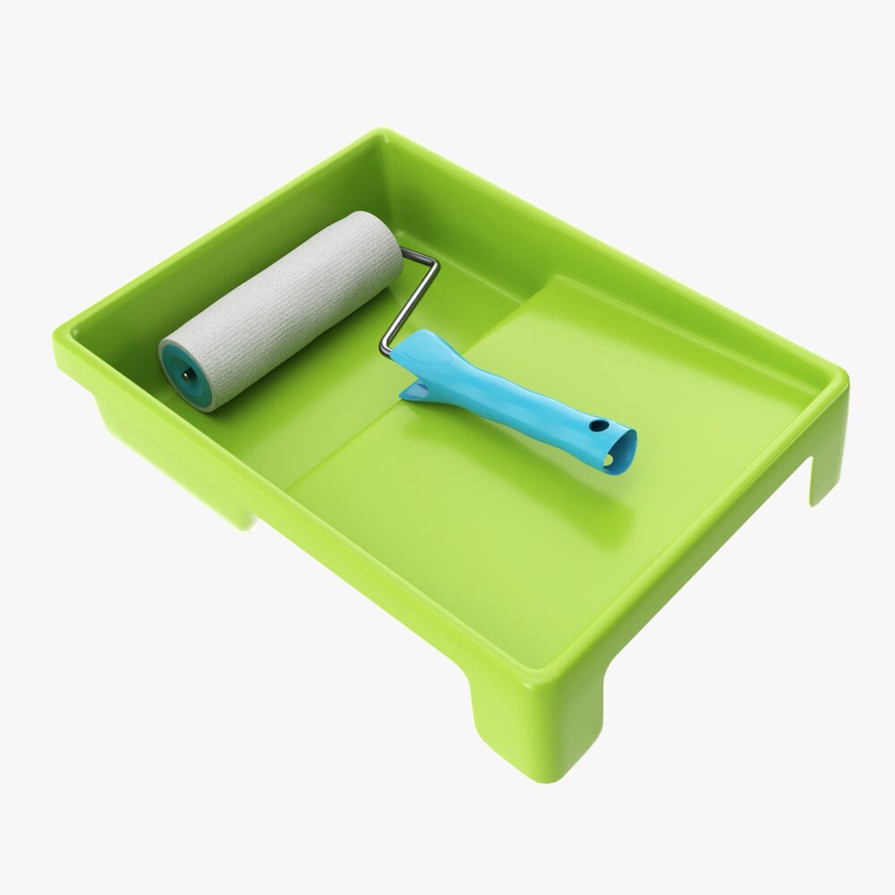Paint Roller With Tray 02 Modelo 3d