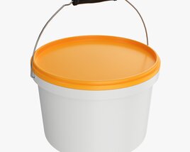 Plastic Paint Bucket With Handle 3D 모델 