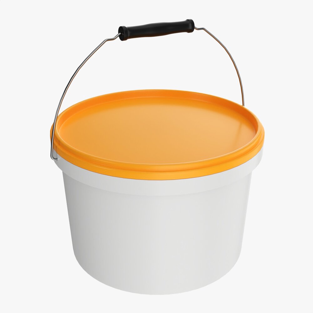 Plastic Paint Bucket With Handle 3D model
