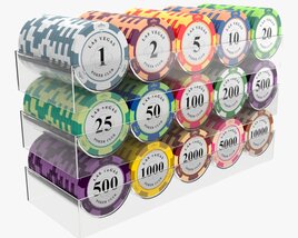 Poker Chips With Clear Box Casino Coins 3D model