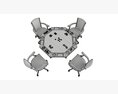 Poker Table Octagonal With Chairs 3D модель