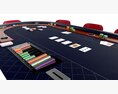 Poker Table Rectangular Curved Corners Full Set With Chairs Modelo 3D