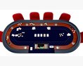 Poker Table Rectangular Curved Corners Full Set With Chairs Modello 3D