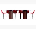 Poker Table Rectangular Curved Corners Full Set With Chairs 3Dモデル