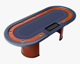 Poker Table Rectangular With Curved Corners 3D 모델 