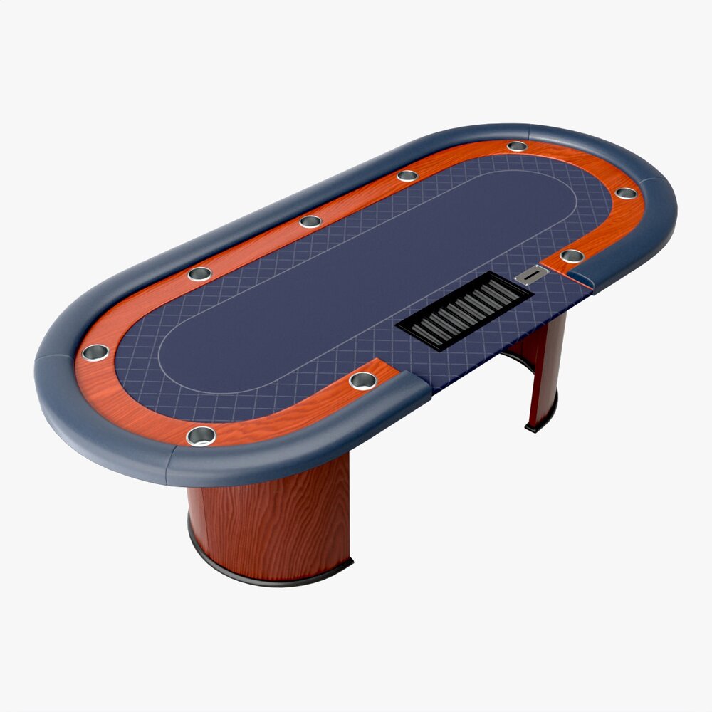 Poker Table Rectangular With Curved Corners Modèle 3D