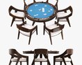 Poker Table Round With Chairs Full Set 3Dモデル