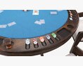 Poker Table Round With Chairs Full Set Modelo 3D