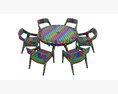 Poker Table Round With Chairs Full Set 3D 모델 