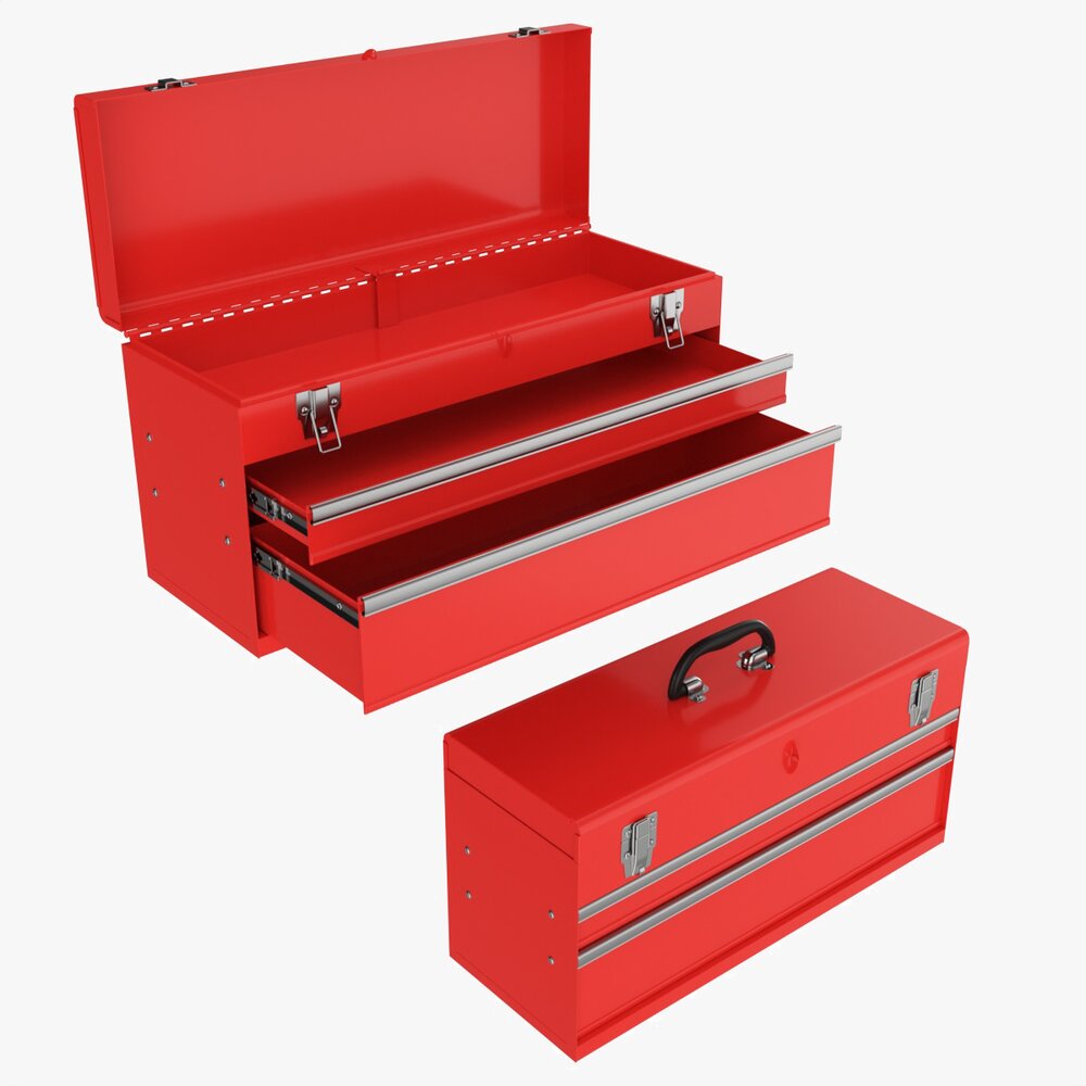 Portable Toolbox Chest With Carrying Handle Set Modelo 3d