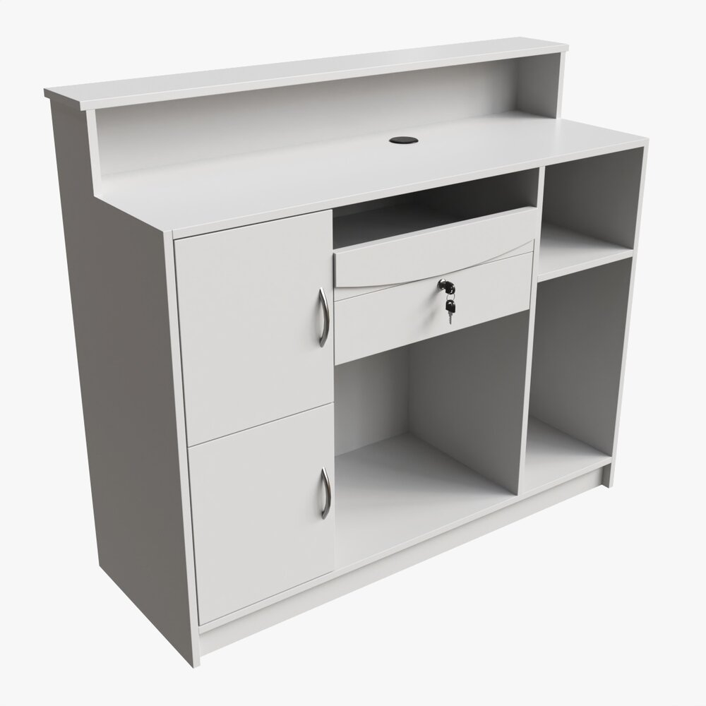 Reception Desk With Shelves And Drawers Compact Modelo 3D