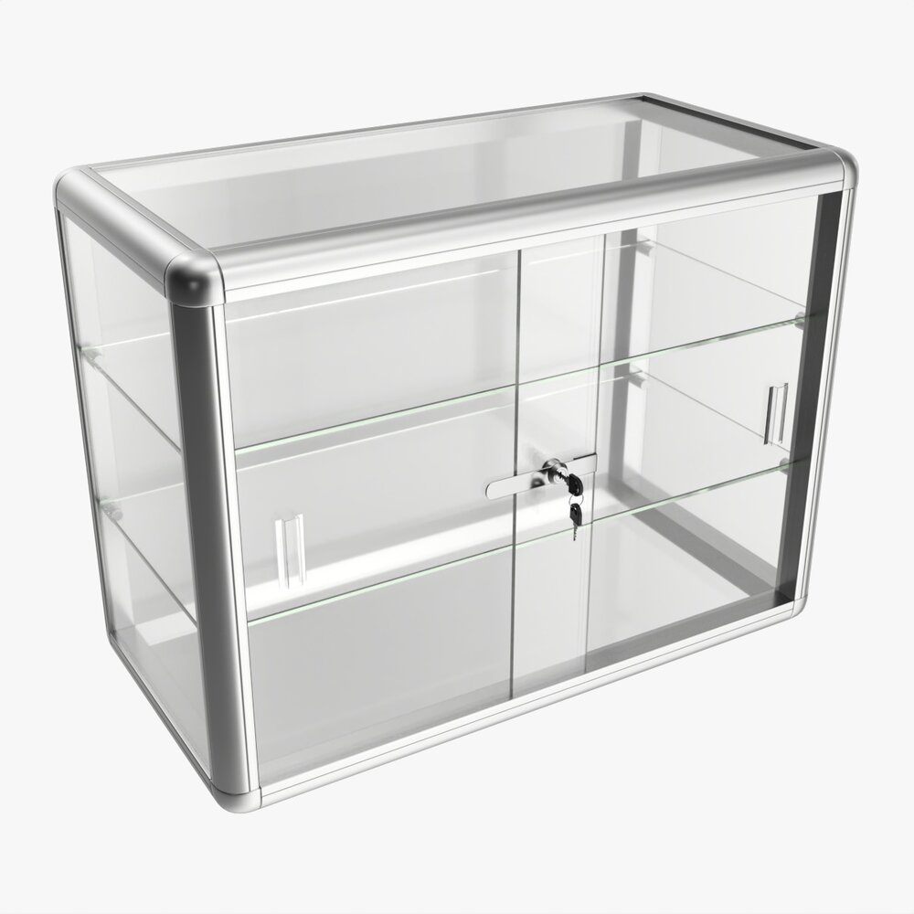 Shop Two Level Counter Top Glass Showcase Modelo 3D
