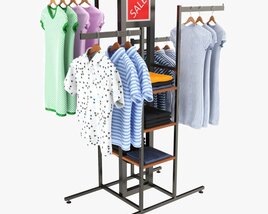Store 4-way Square Tube Clothing Rack 3D-Modell