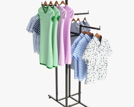 Store Adjustable 4-way Square Tube Clothing Rack 3D 모델 