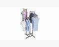 Store Adjustable 4-way Square Tube Clothing Rack Modello 3D
