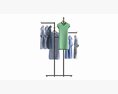 Store Adjustable 4-way Square Tube Clothing Rack Modèle 3d