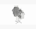 Store Adjustable 4-way Square Tube Clothing Rack 3D模型