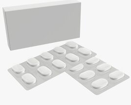 Pills With Paper Box Package 03 3D 모델 