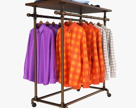 Store Display Clothing Double Bar Rack System 3D 모델 