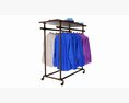 Store Display Clothing Double Bar Rack System 3D модель