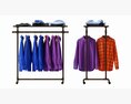 Store Display Clothing Double Bar Rack System Modelo 3D